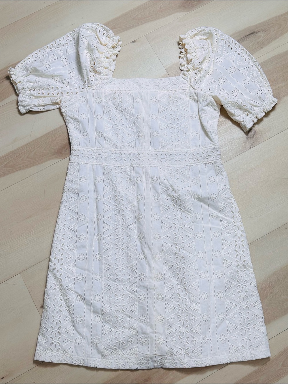 Spartina 449 Catrina Eyelet Dress Pearl White Sz S vintage-inspired French style - Picture 9 of 13